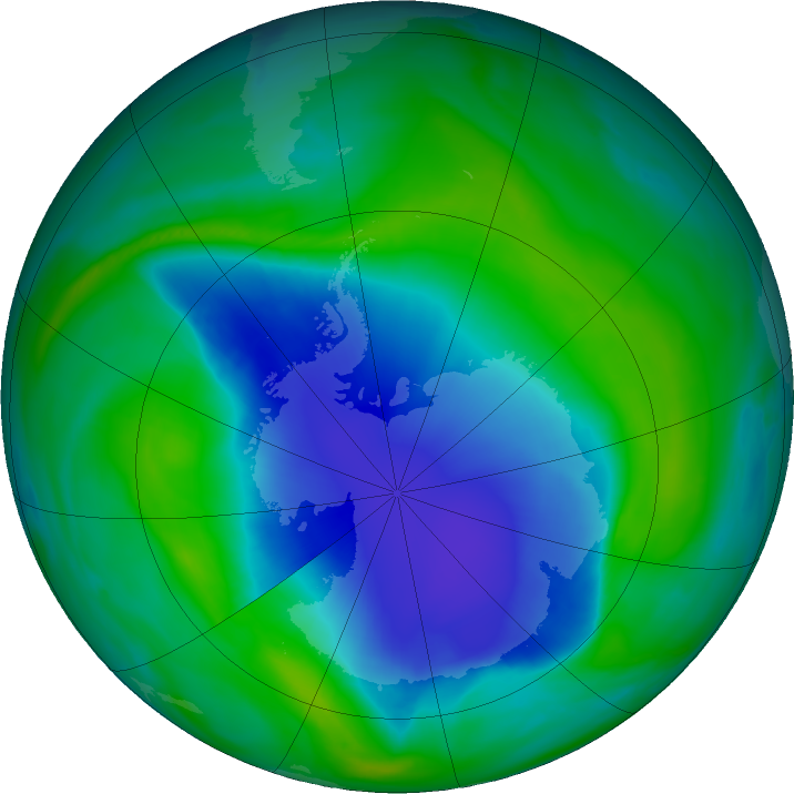 Antarctic ozone map for 06 December 2021